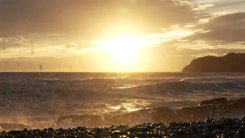 Beach at sunset 4K 9 Stock Footage 238430782