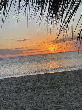 Beach Sunset in the Caribbean Stock Photos