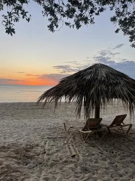 Beach Sunset in the Caribbean Foto stock