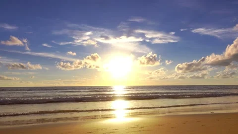 Beach sunset in the clouds and beautiful colorful blue sky background Stock Footage 172391398
