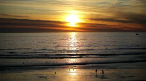 Beach Sunset With Clouds HD Stock-Footage 10842815