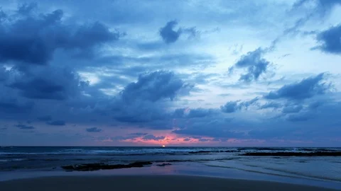 Beach Sunset Day to Night Time Lapse Stock Footage 98318950