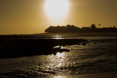 Beach Sunset, Diffused Sun Stock Photos