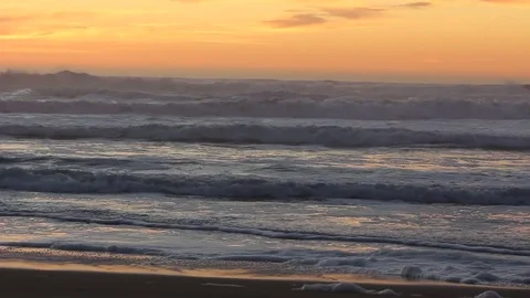 Beach Sunset with Dog Walk-on Stock Footage 82987388