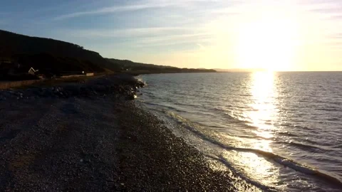 Beach Sunset Drone to Sea 4K 動画素材 205920071