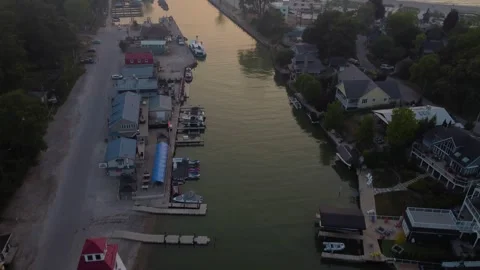 Beach Sunset Drone video Light pole Cinematic very clean 4k Stock Footage 314338970