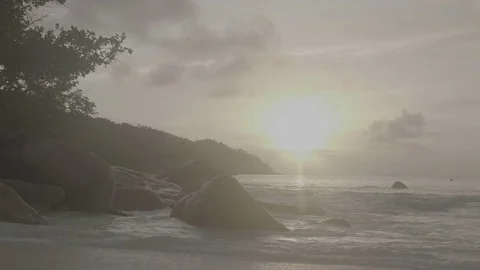 Beach at sunset flat Stock Footage 80188784