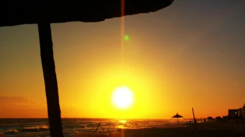 Beach Sunset Stock Footage
