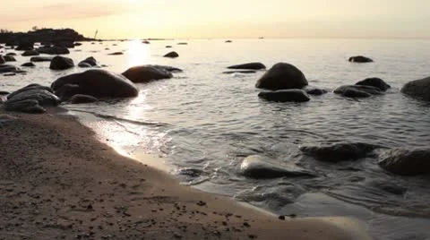 Beach at sunset Stock Footage 10578276