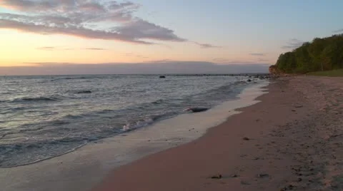 Beach at sunset Stock Footage 11132990