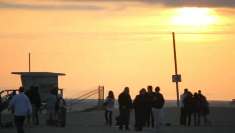 Beach at Sunset Stock Footage 11360543