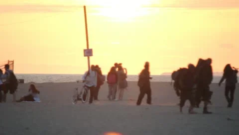 Beach at Sunset Stock Footage 11360572