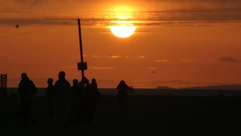 Beach at Sunset Stock Footage 11360580