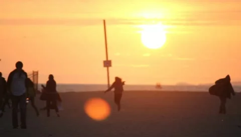 Beach at Sunset Stock Footage 11360592