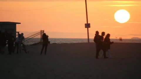 Beach at Sunset Stock Footage 11360596