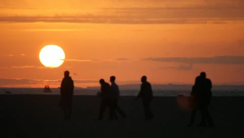 Beach at Sunset Stock Footage 11360615