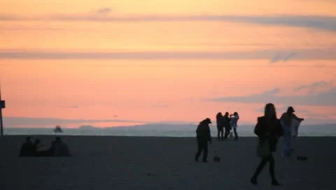Beach at Sunset Stock Footage 11360638