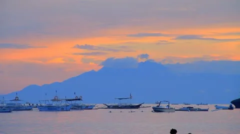 Beach at Sunset Stock Footage 11425374