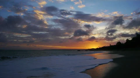 Beach Sunset Stock Footage 32554606