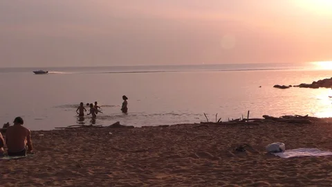 Beach at sunset Video stock 106880596