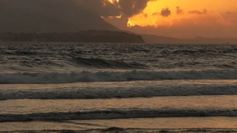 Beach at sunset Stock Footage 128455038