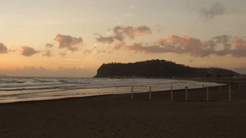 Beach at sunset Stock Footage 128455094