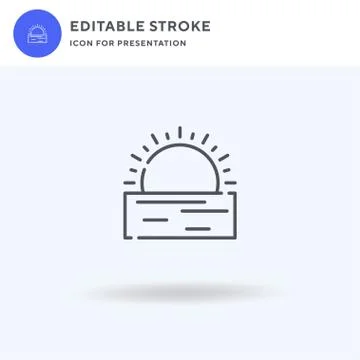 Beach Sunset icon vector, filled flat sign, solid pictogram isolated on white Illustrazione stock