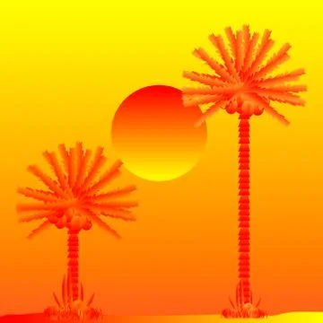 Beach sunset Stock Illustration