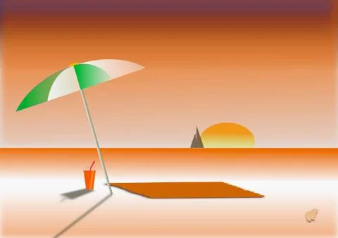 Beach at sunset Stock Illustration