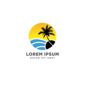 Beach sunset logo design vector icon element, sunset logo concept Stock Illustration