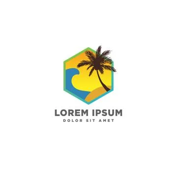 Beach sunset logo design vector icon element, sunset logo concept Stock Illustration