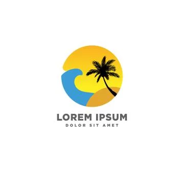 Beach sunset logo design vector icon element, sunset logo concept Stock Illustration