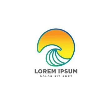 Beach sunset logo design vector icon element, sunset logo concept Stock Illustration