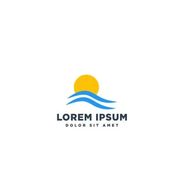 Beach sunset logo design vector icon element, sunset logo concept Stock Illustration