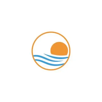 Beach sunset logo design vector icon element, sunset logo concept Stock Illustration