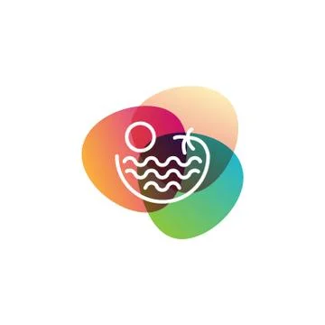 Beach sunset logo design vector icon element, sunset logo concept Stock Illustration