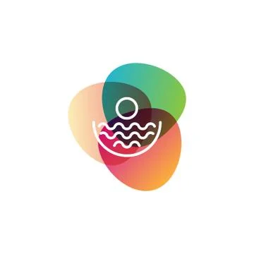 Beach sunset logo design vector icon element, sunset logo concept Stock Illustration