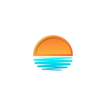 Beach sunset logo design vector icon element, sunset logo concept Stock Illustration