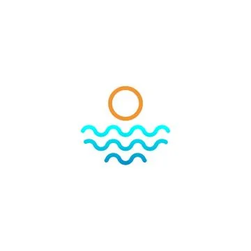 Beach sunset logo design vector icon element, sunset logo concept Stock Illustration