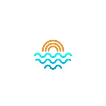 Beach sunset logo design vector icon element, sunset logo concept Stock Illustration