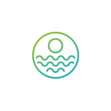 Beach sunset logo design vector icon element, sunset logo concept Stock Illustration