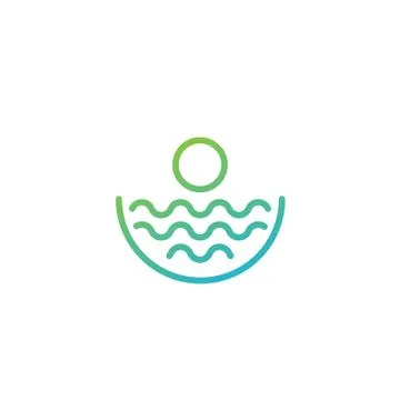 Beach sunset logo design vector icon element, sunset logo concept Stock Illustration