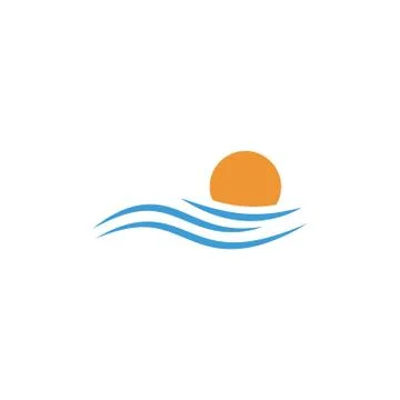 Beach sunset logo design vector icon element, sunset logo concept Stock Illustration