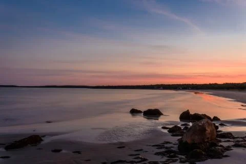 Beach at Sunset (long shutter speed) Stock Photos