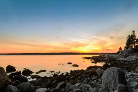 Beach at Sunset (long shutter speed) Stock Photos