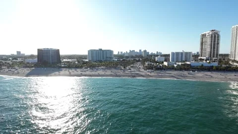 Beach Sunset Los Olas Ft Lauderdale Florida Drone 4K Footage Amazing Stock Footage 293403621