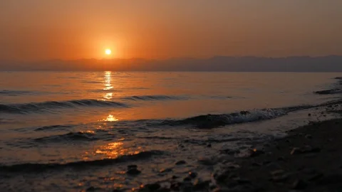 Beach sunset mountains Stock Footage 94922127