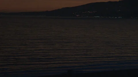 Beach sunset with mountians and ocean Stock Footage 33422739