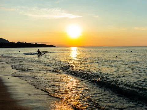 Beach Sunset in Palermo Stock Photos