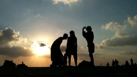 Beach sunset people time lapse Stock Footage